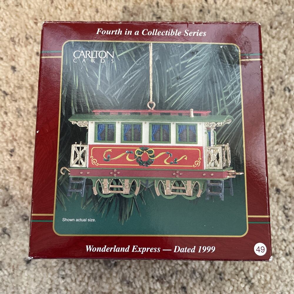 Carlton Cards Train Christmas Ornament 1999 Wonderland Express Passenger Car 49